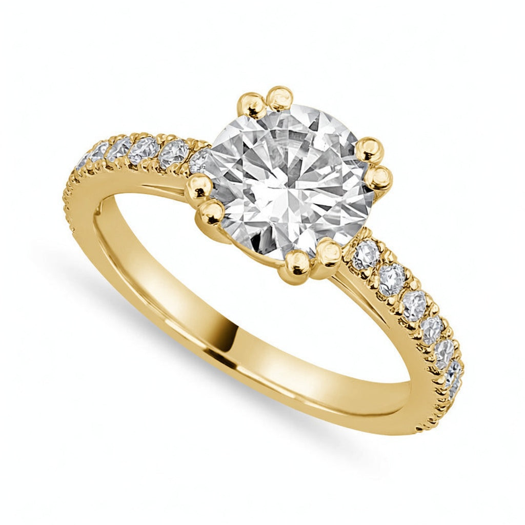 Eliza 1.2 ct Lab Grown Cushion Cut Double Claw Pave Diamond Engagement Ring