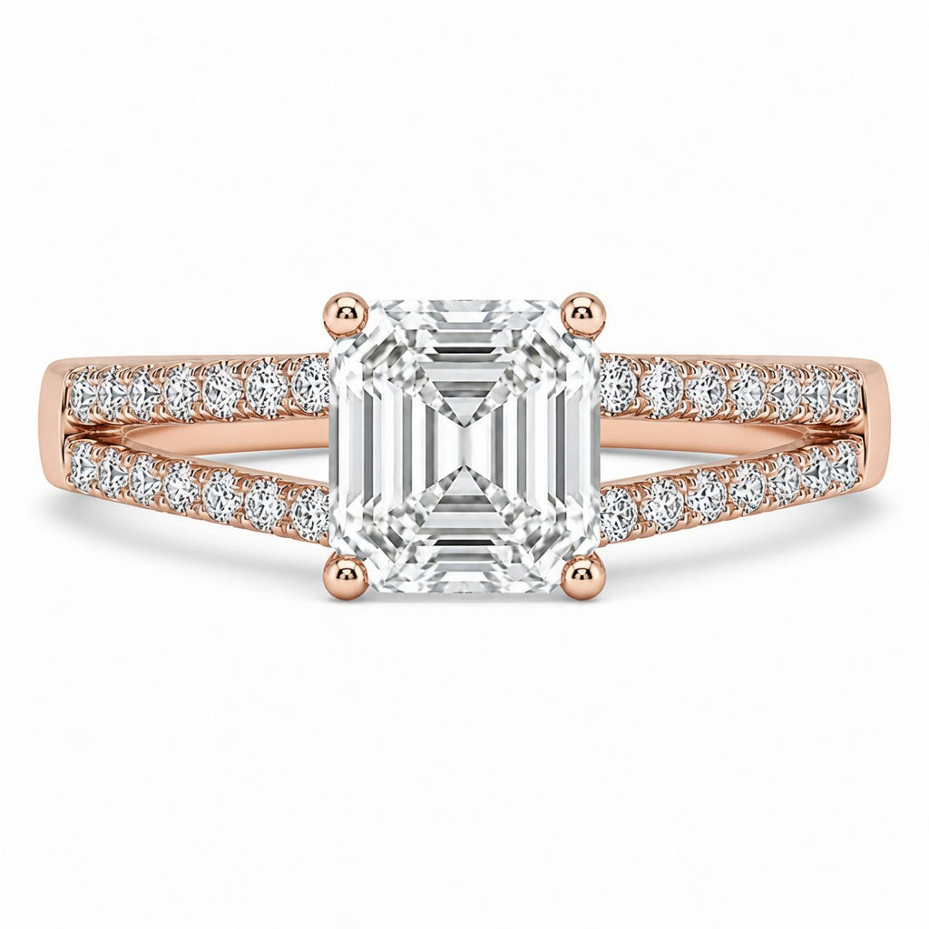 2.00 CT Asscher Cut Lab-Grown Diamond Solitaire Engagement Ring in 14K White Gold – Classic Bridal Design