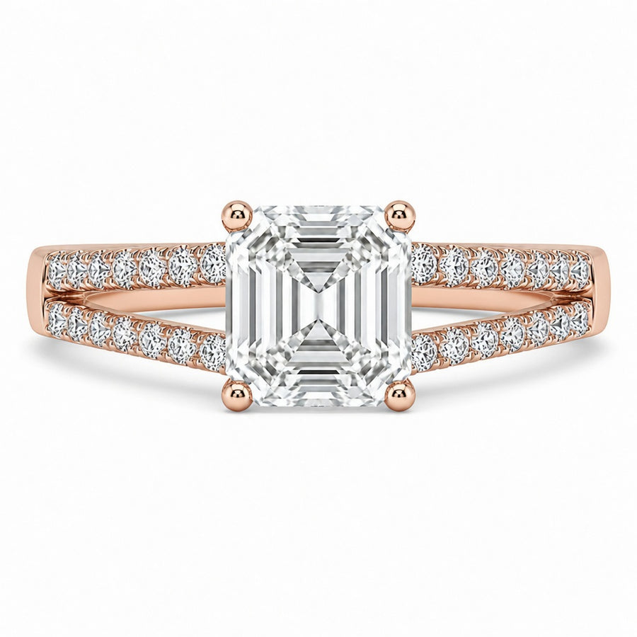 2.00 CT Asscher Cut Lab-Grown Diamond Solitaire Engagement Ring in 14K White Gold – Classic Bridal Design