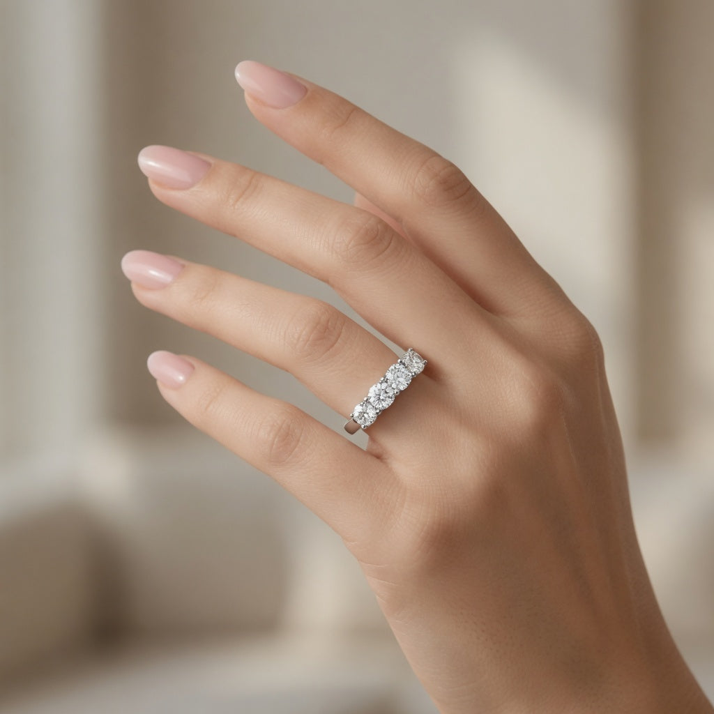14K White Gold Lab-Grown Diamond 5-Stone Fashion Ring (1.90 CTW – D–F / VS1–VS2)