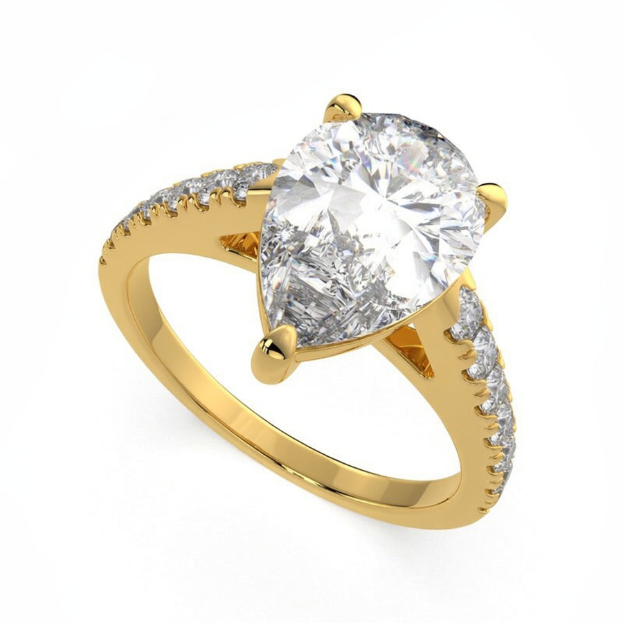 Karina 2.3 Carat Pear Cut Pave 6 Prong Engagement Ring
