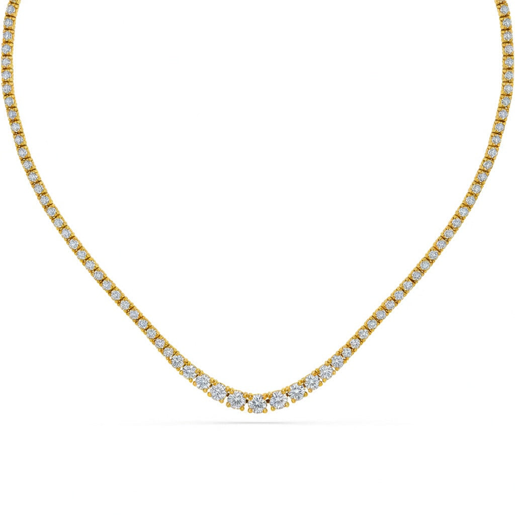 15 Ct Round Cut Diamond Tennis Necklace VS1 D-F White Gold 14k