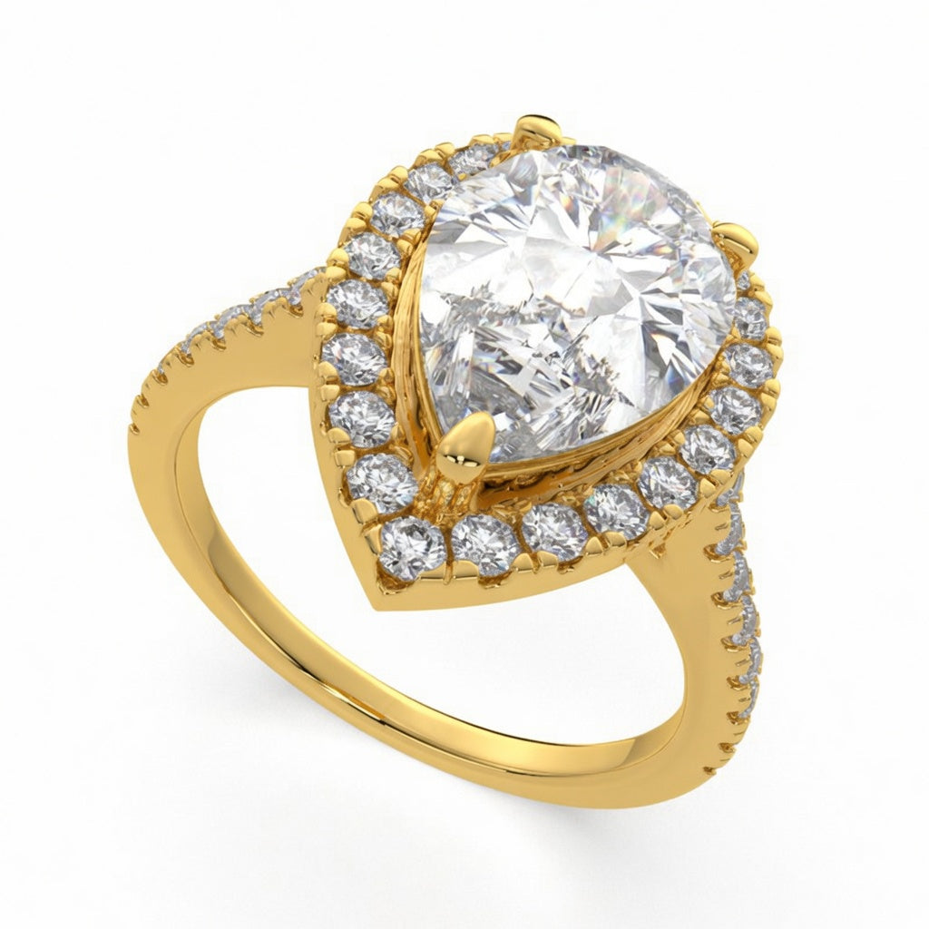 Isadora 4.4 Carat Pear Cut Halo Pave Engagement Ring