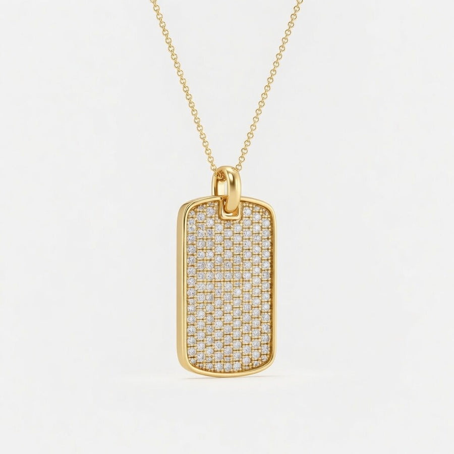 14K White Gold Dog Tag Lab-Grown Diamond Pendant (1.50 CTW – D–F / VS1–VS2)
