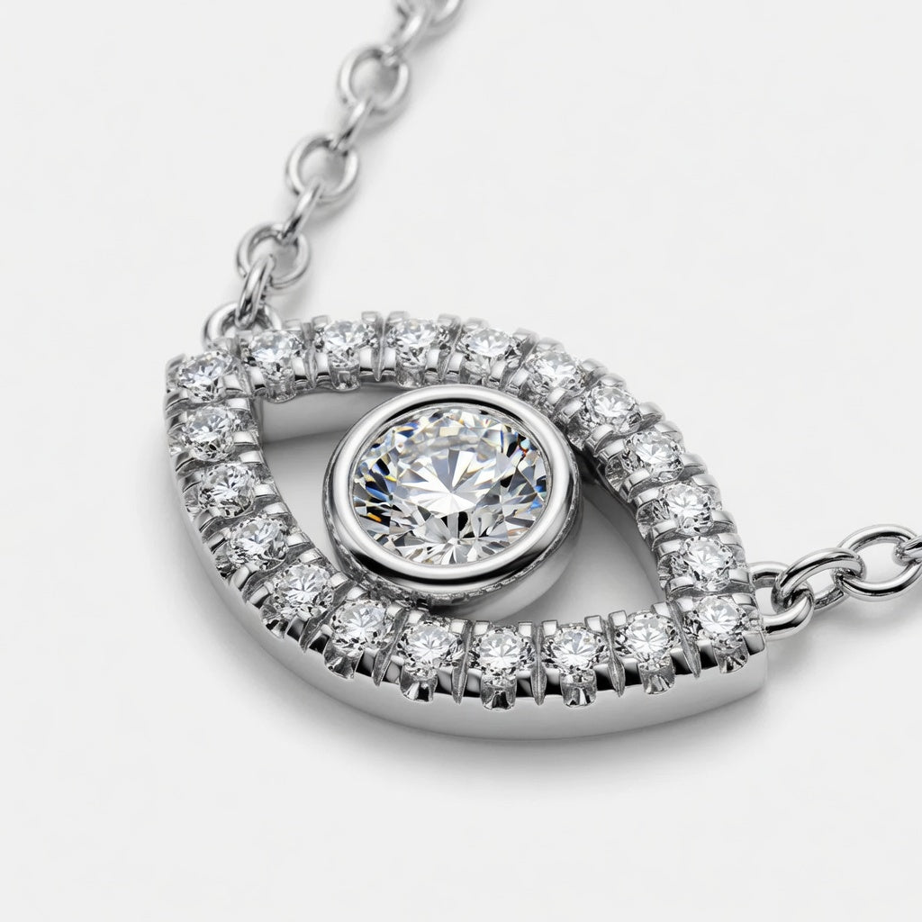 14K White Gold Evil Eye Lab-Grown Diamond Pendant (1.10 CTW – D–F / VS1–VS2)