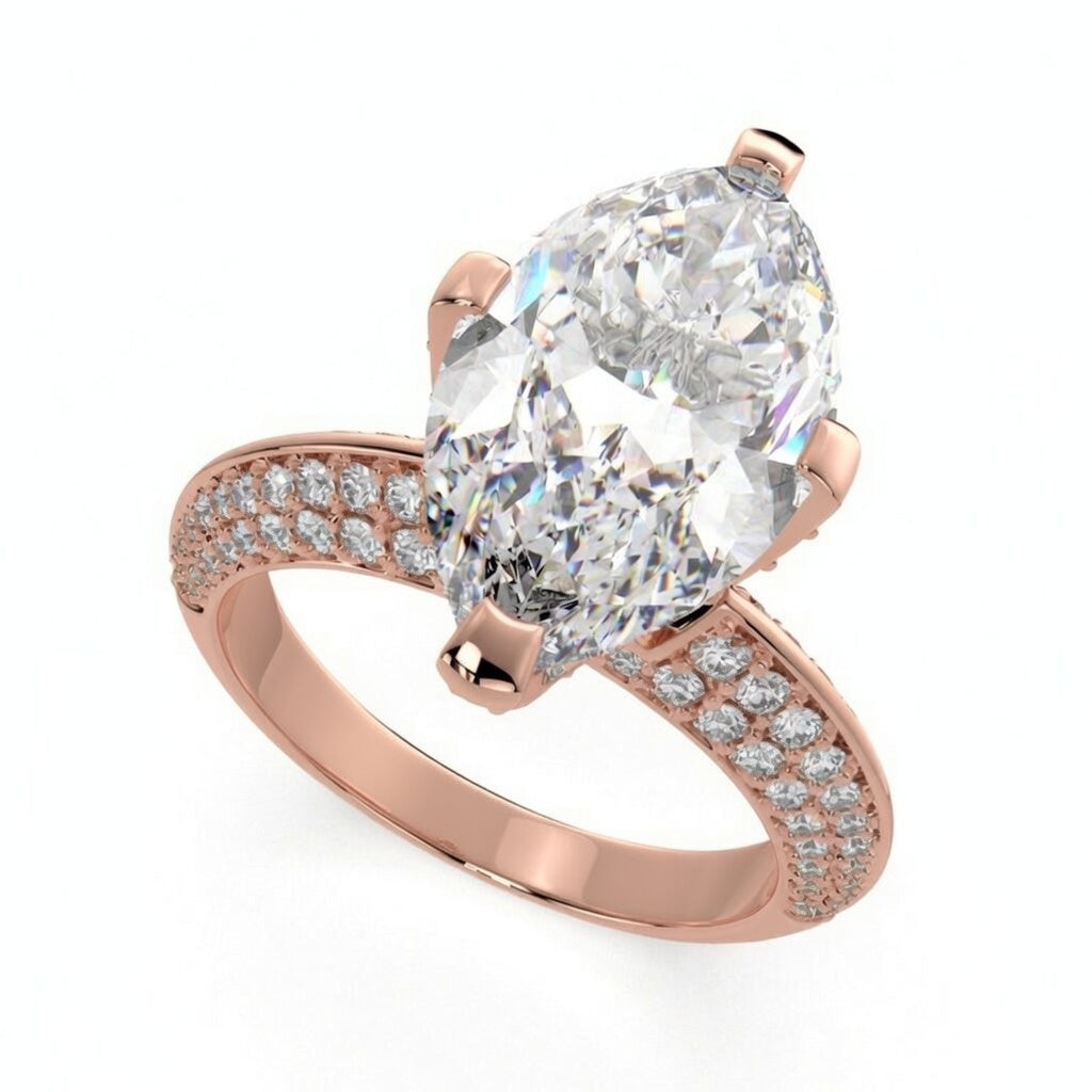 Daria 3.75 Carat Marquise Cut Pave 6 Prong Engagement Ring
