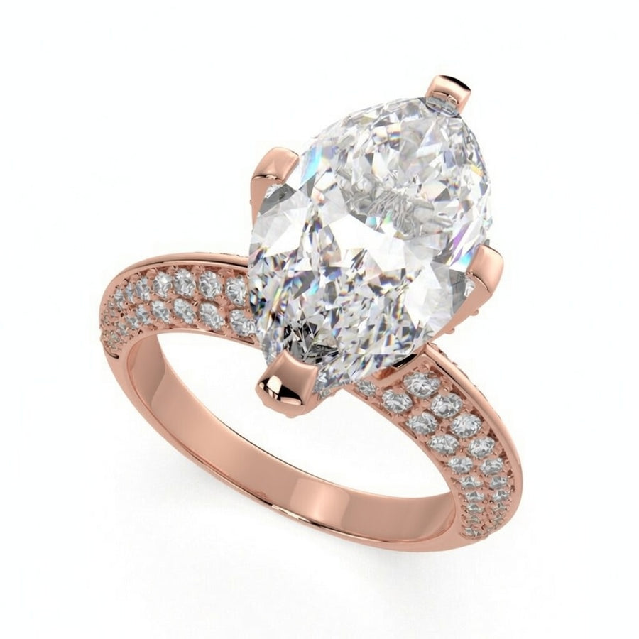 Daria 3.75 Carat Marquise Cut Pave 6 Prong Engagement Ring
