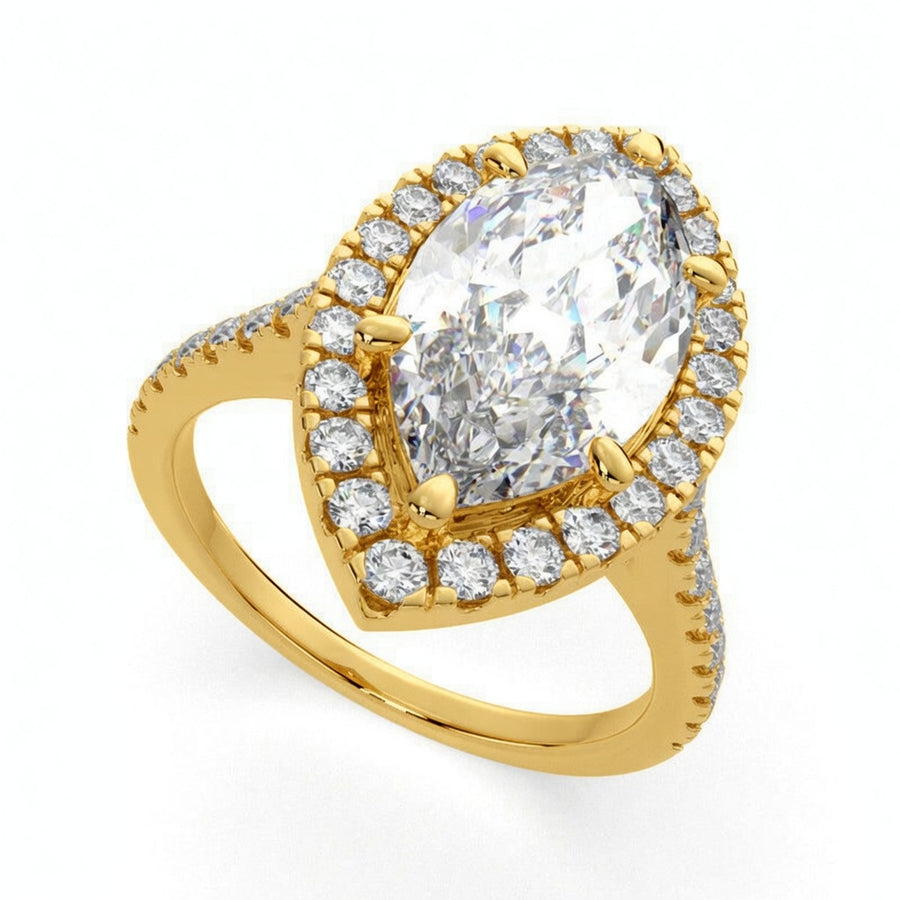 Isadora 3.4 Carat Marquise Cut Halo Pave Engagement Ring