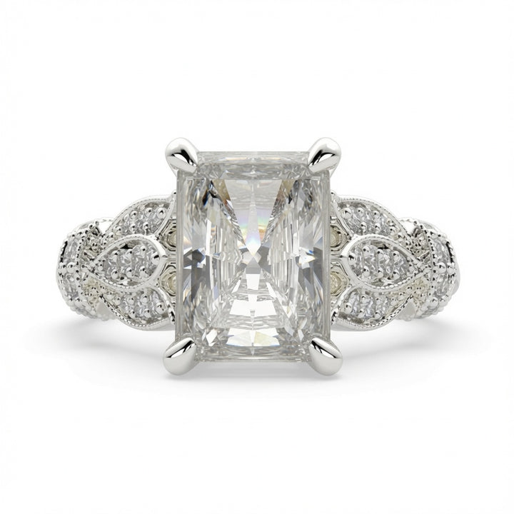 VS1 D Lab Grown Diamond Pave Radiant Ring