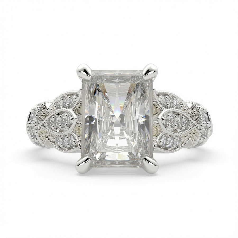 Nadia 2.15 Carat Radiant Cut Pave Milgrain Engagement Ring