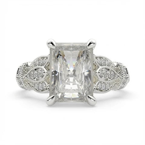 Nadia 1.15 Carat Radiant Cut Pave Milgrain Engagement Ring
