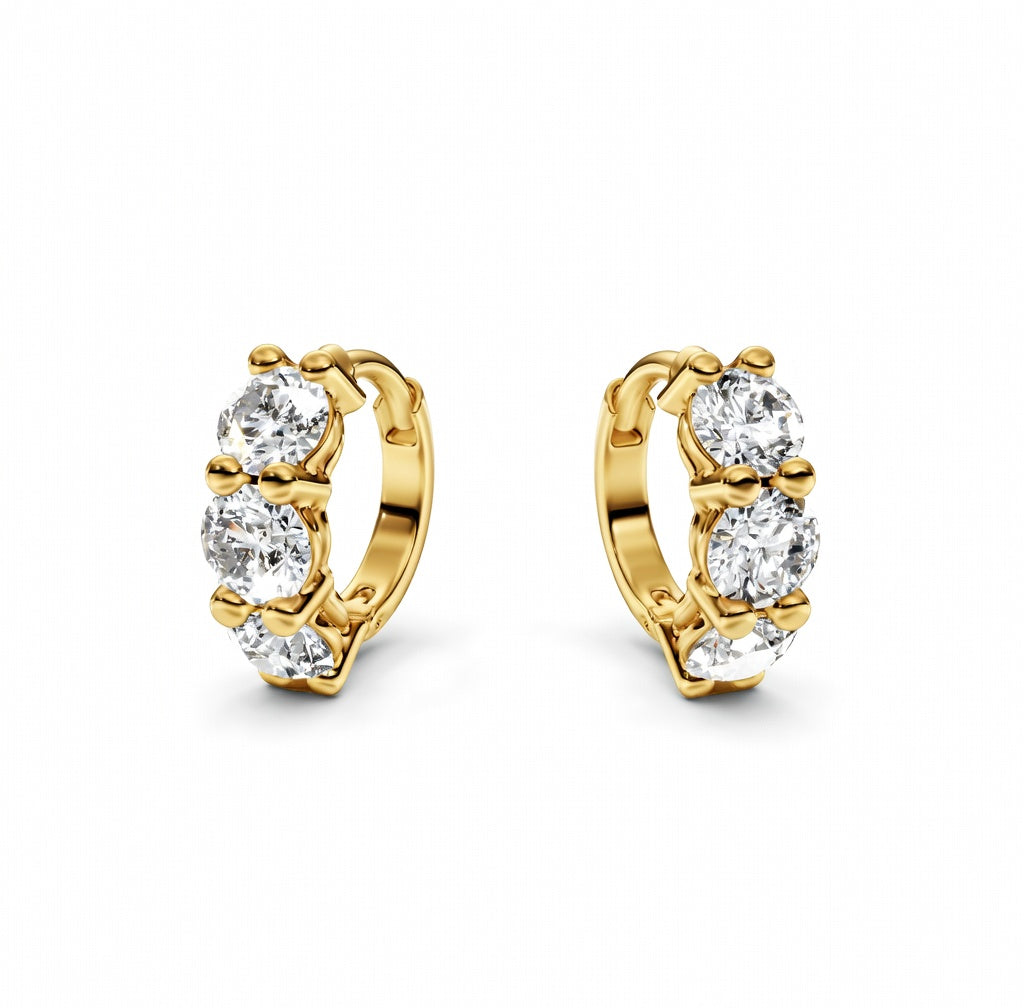 1.33 ct Round Cut Hoop Prong Hinged Diamond Earrings VS1 D White Gold 14k