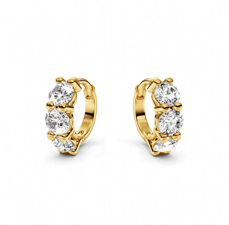 1.33 ct Round Cut Hoop Prong Hinged Diamond Earrings VS1 D White Gold 14k