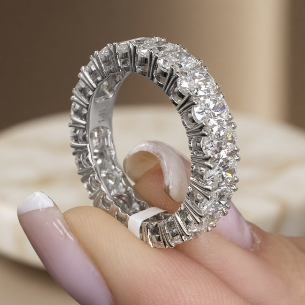 4.06 CT Lab-Grown Diamond Eternity Ring in 14K White Gold (D–F / VS1–VS2)