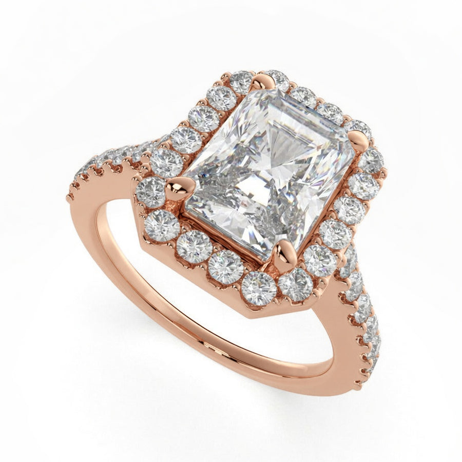 Bianca 4.5 Carat Radiant Cut Halo Pave Engagement Ring