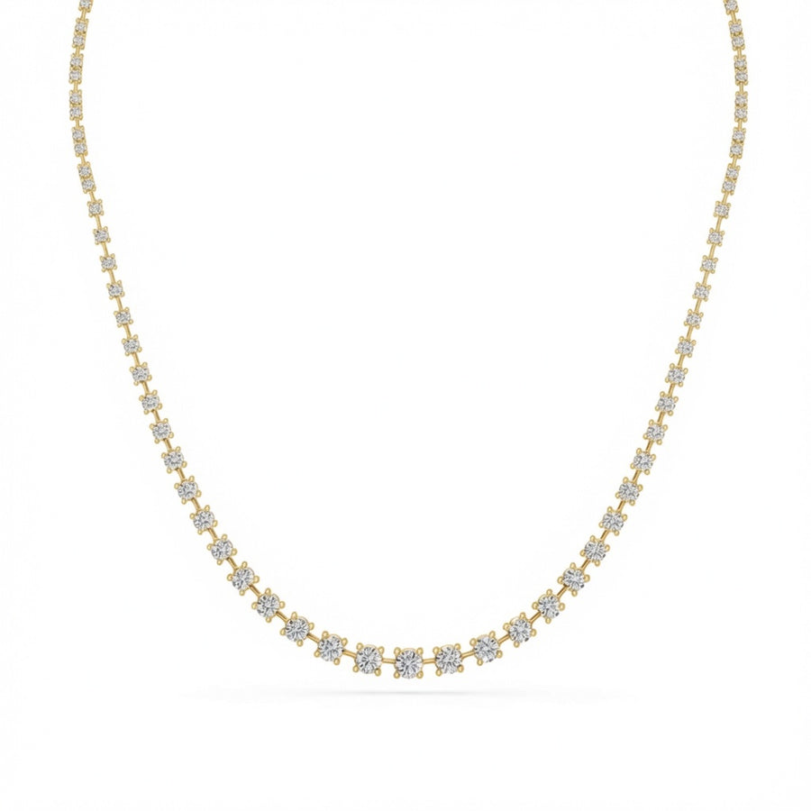 6.8 Ct Round Cut Diamond Tennis Necklace VS1 D-F White Gold 14k