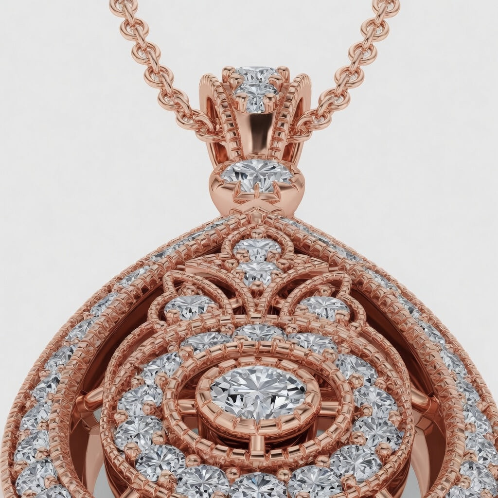 1.00 CTW Round Lab-Grown Diamond Vintage Pendant (D–F / VS1–VS2)
