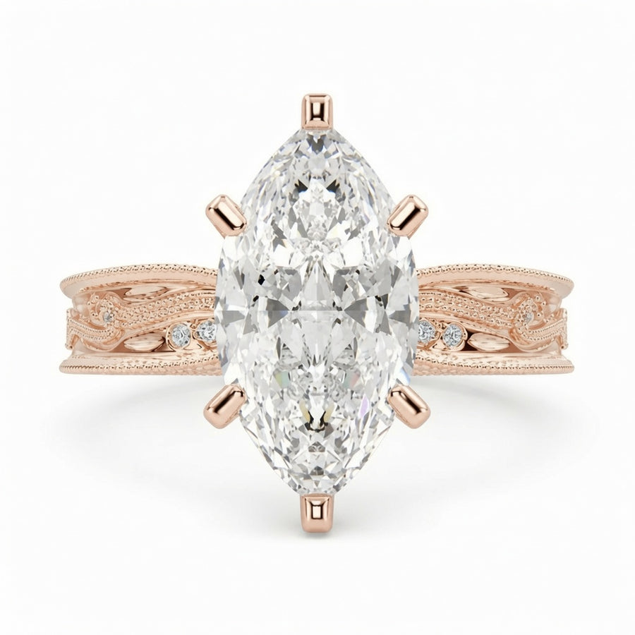 Nadia 2.15 Carat Marquise Cut Pave Milgrain Engagement Ring