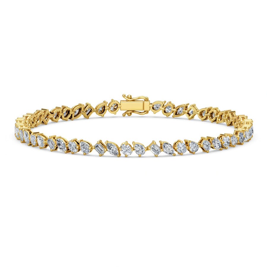 4.9 Carat Oval Marquise Emerald Pear Cut Diamond Tennis Bracelet VS1 D F White Gold 14k