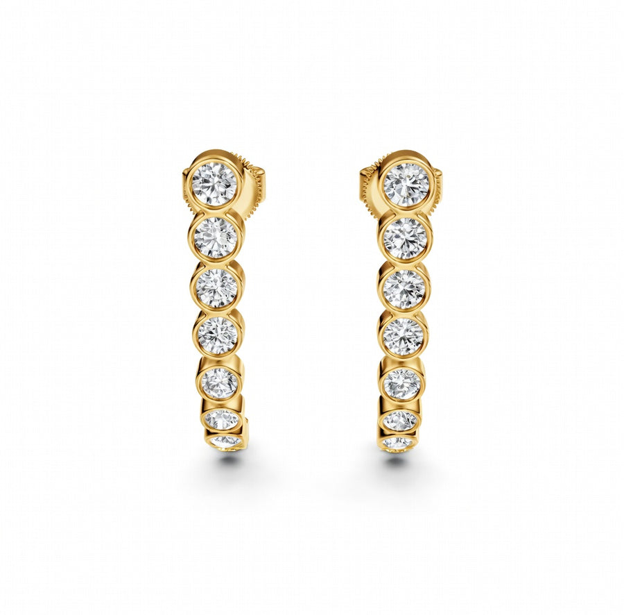 1.28 ct Round Cut Climber Bezel Diamond Earrings VS1 D White Gold 14k