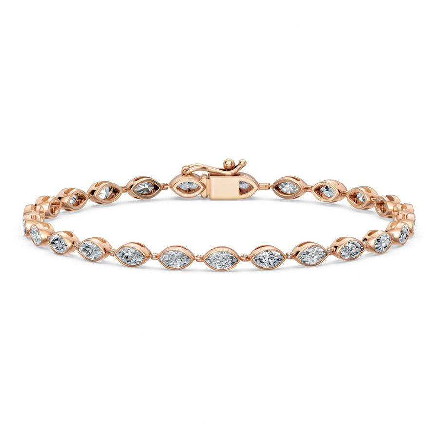 3.69 Carat Marquise Cut Diamond Tennis Bracelet VS1 D F White Gold 14k