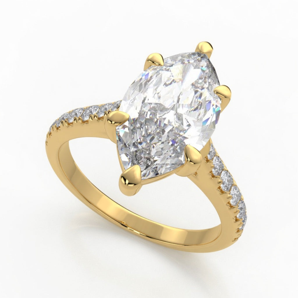 Karina 3.3 Carat Marquise Cut Pave 6 Prong Engagement Ring