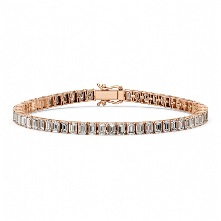 10.5 Carat Emerald Cut Diamond Tennis Bracelet VS1 D F White Gold 14k