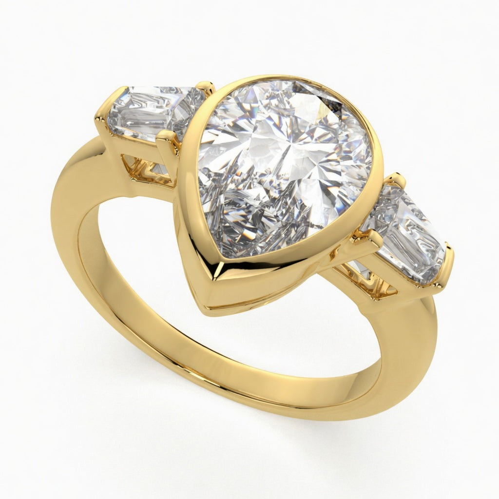 Emilia 2.5 Carat Pear Cut Trilogy 3 Stone Engagement Ring