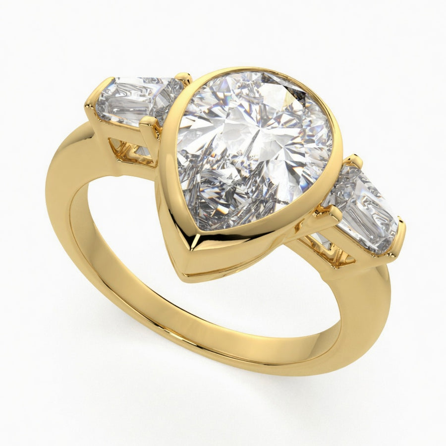 Emilia 2.5 Carat Pear Cut Trilogy 3 Stone Engagement Ring