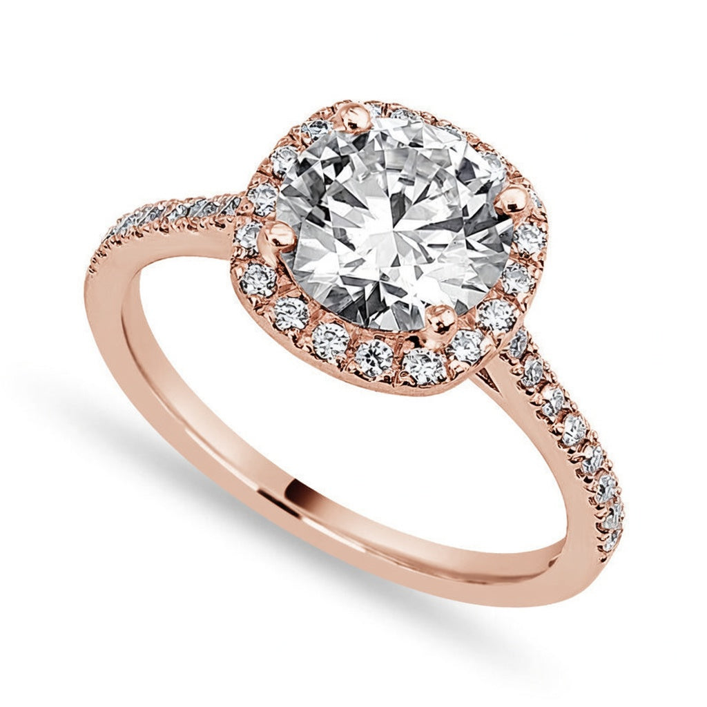 Aaliyah 2.33 ct Lab Grown Round Cut Pave Halo Diamond Engagement Ring