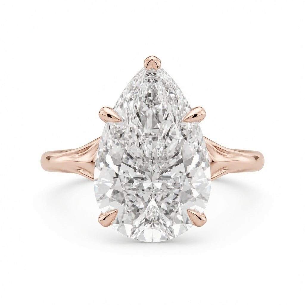 4.00 CT Pear Cut Lab-Grown Diamond Hidden Halo Engagement Ring in 14K White Gold – Vintage Art Deco Tulip Cathedral Design
