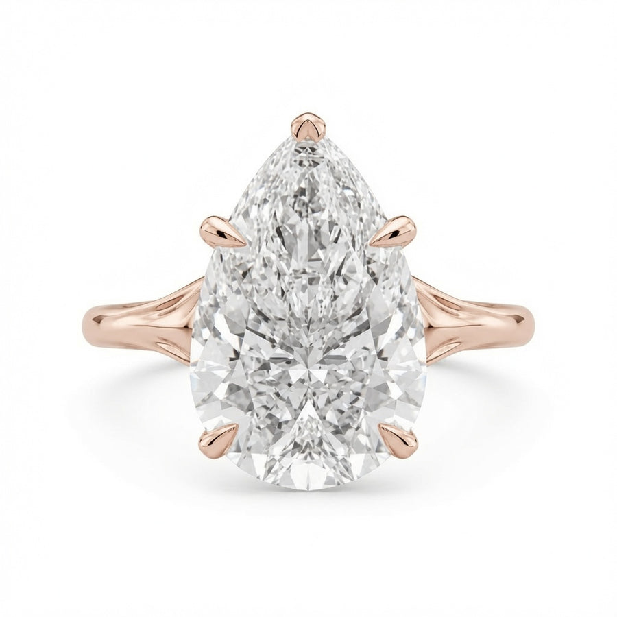 4.00 CT Pear Cut Lab-Grown Diamond Hidden Halo Engagement Ring in 14K White Gold – Vintage Art Deco Tulip Cathedral Design