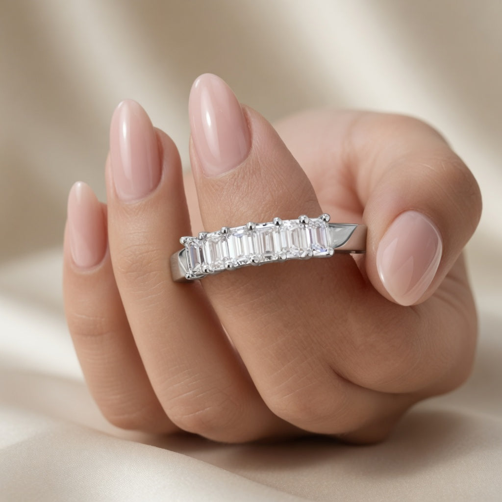 1.60 CT Lab-Grown Diamond Wedding Band Ring in 14K White Gold (D–F / VS1–VS2)