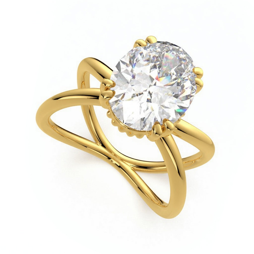 Tatiana 3 Carat Oval Cut Solitaire Split Shank Engagement Ring