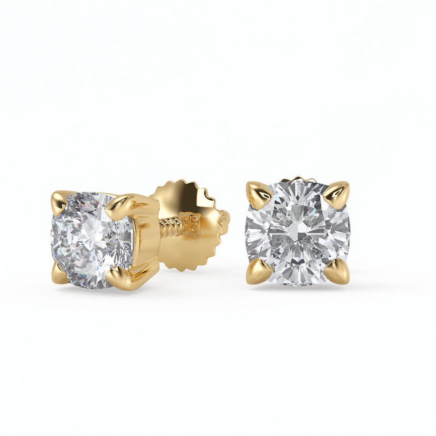 3 Ct Cushion Cut Basket Stud Diamond Earrings VS1 D Screw Back
