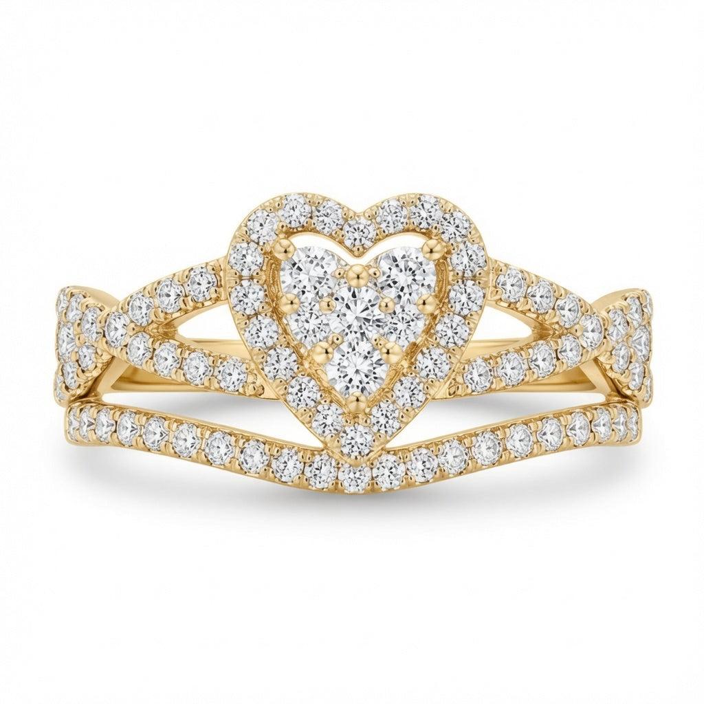 1.70 CT Heart Lab-Grown Diamond Halo 2PCS Bridal Set in 14K White Gold – Romantic Wedding Ring Design
