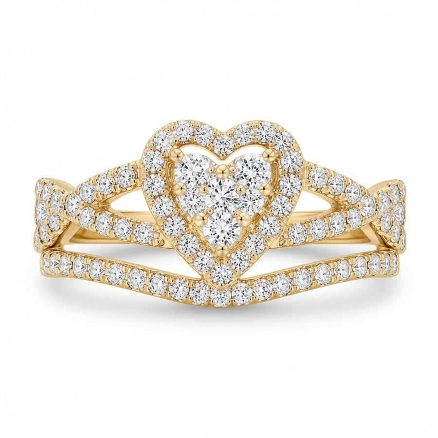 1.70 CT Heart Lab-Grown Diamond Halo 2PCS Bridal Set in 14K White Gold – Romantic Wedding Ring Design