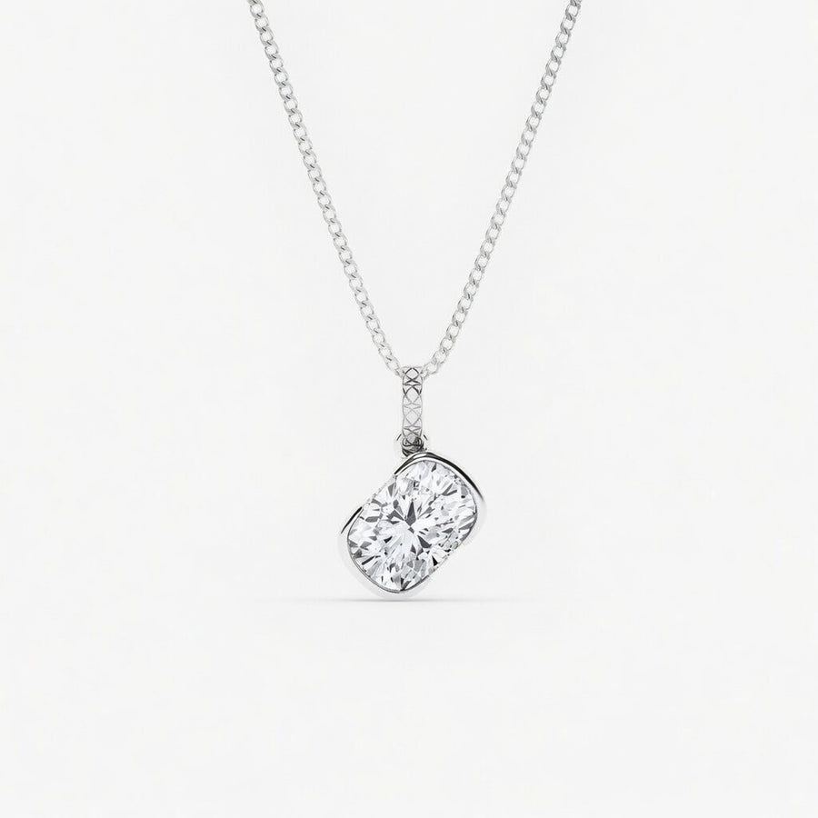 2.00 CTW Padma Elongated Cushion Lab-Grown Diamond Bezel Set Solitaire Pendant (D–F / VS1–VS2)