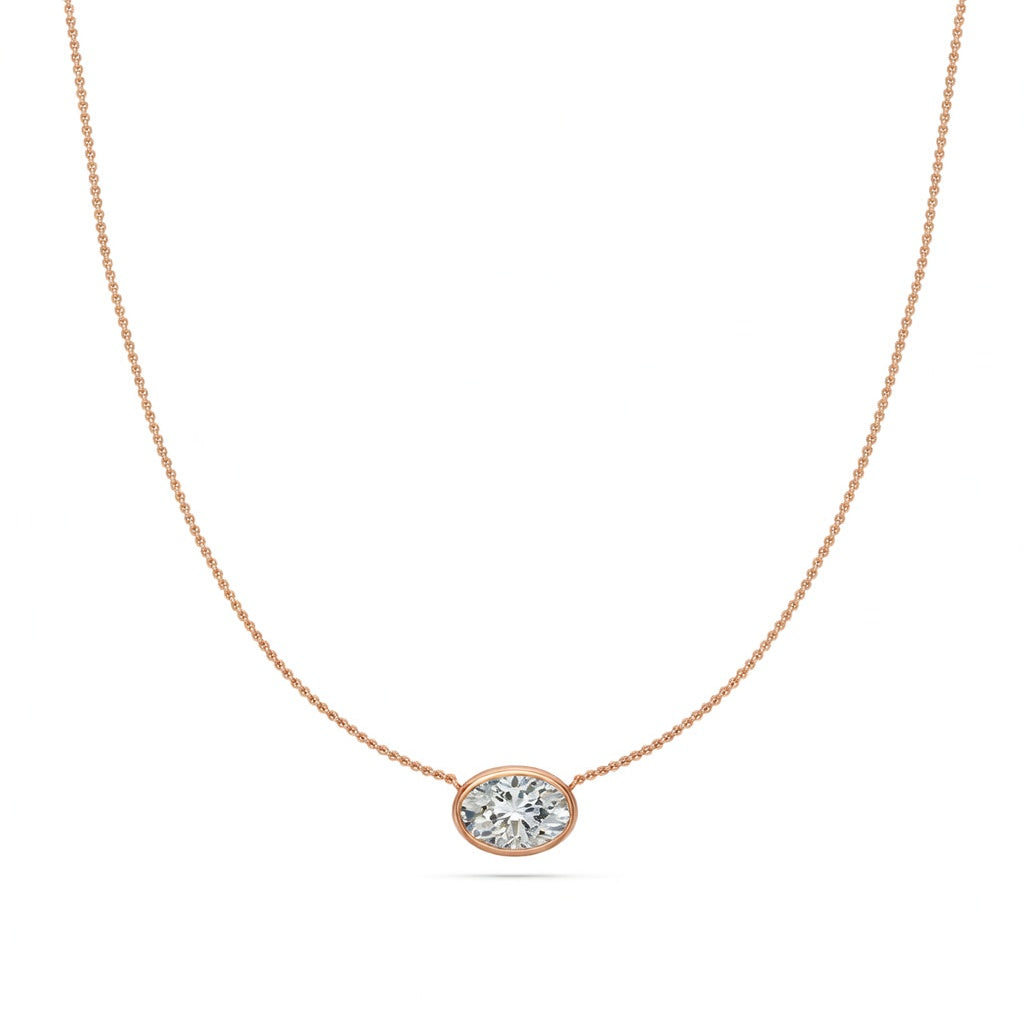 2 Ct Oval Cut Diamond Pendant Necklace VS1 D-F White Gold 14k