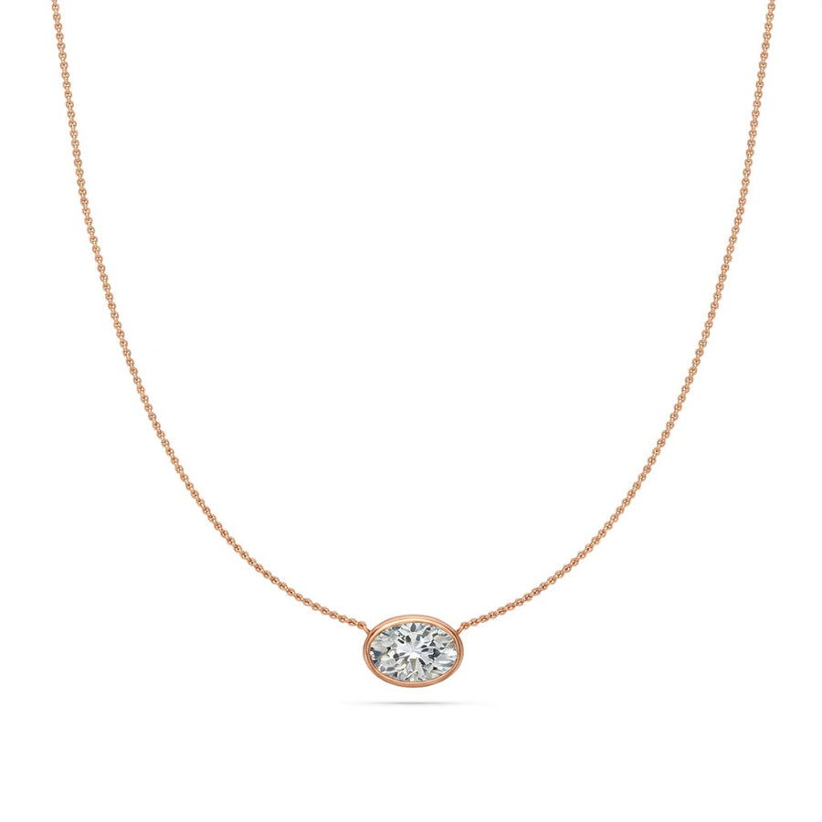 2 Ct Oval Cut Diamond Pendant Necklace VS1 D-F White Gold 14k