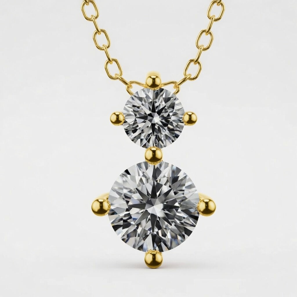14K White Gold Two-Stone Round Lab-Grown Diamond Pendant (1.00 CTW – D–F / VS1–VS2)