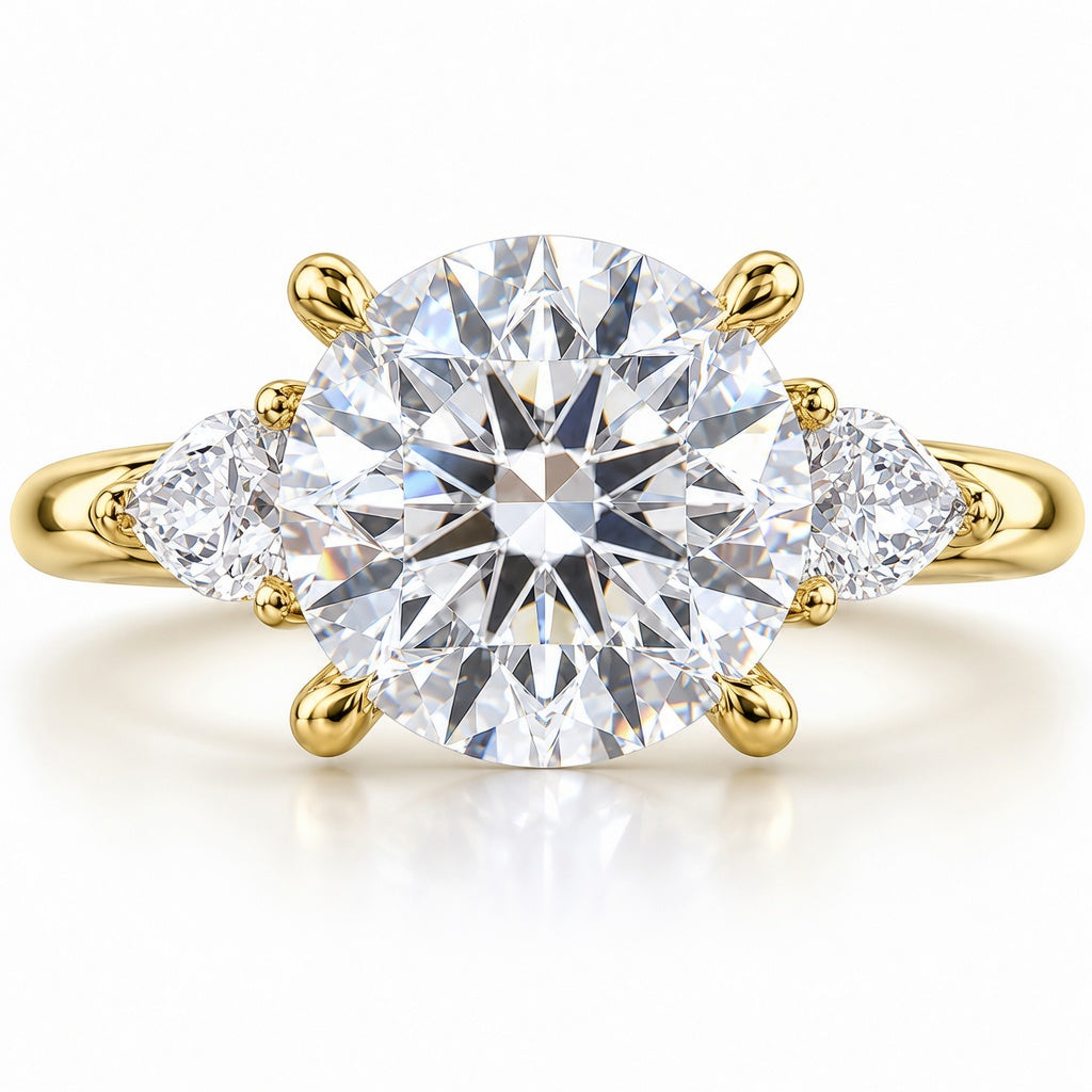 3.00 CT Round Cut Lab-Grown Diamond Three-Stone Engagement Ring in 14K White Gold – Minimalist Dainty Stacking Design