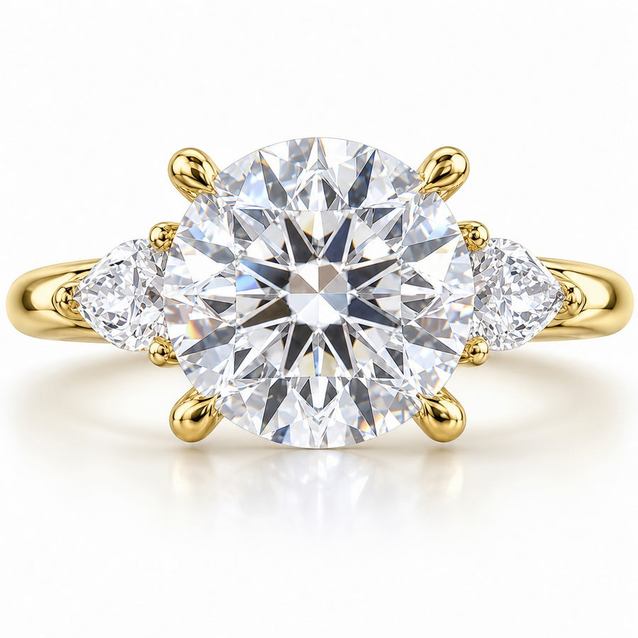 3.00 CT Round Cut Lab-Grown Diamond Three-Stone Engagement Ring in 14K White Gold – Minimalist Dainty Stacking Design