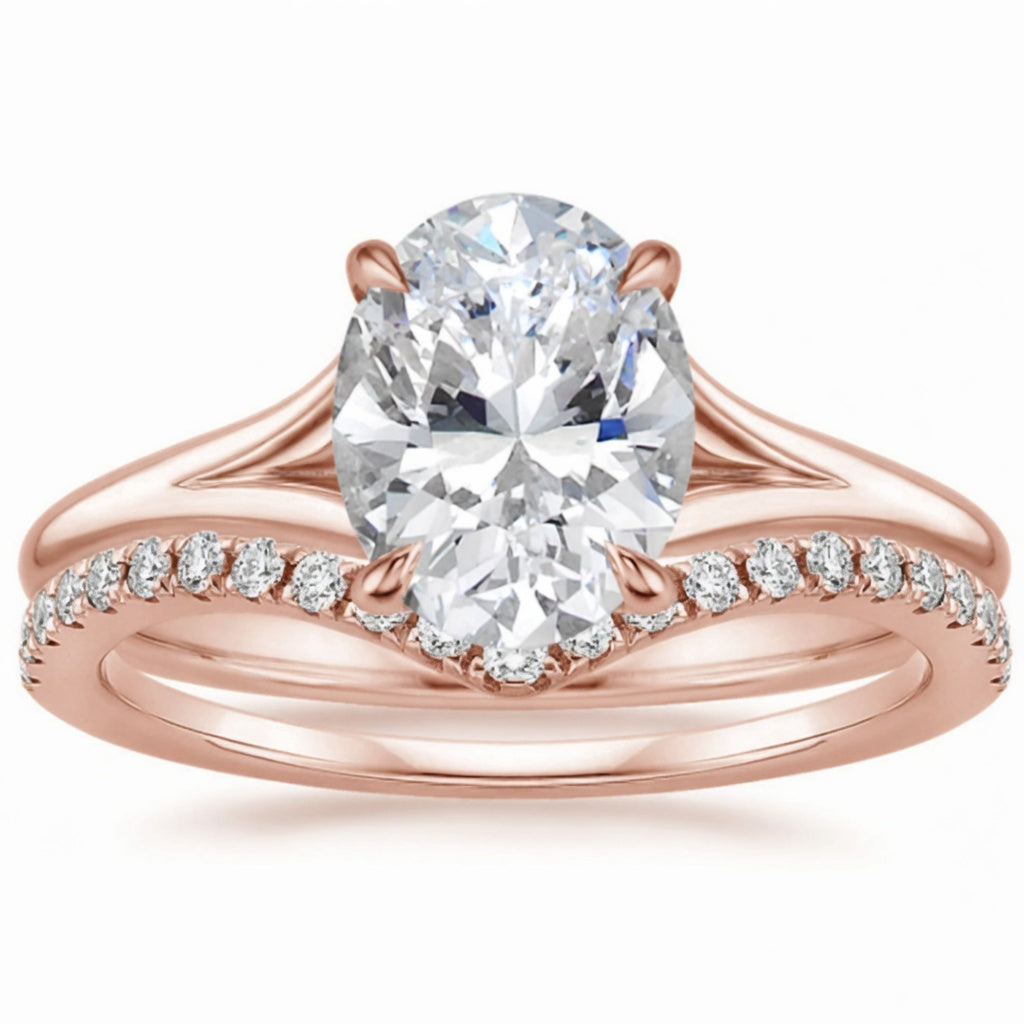 2.25 CT Reverie Lab-Grown Diamond 2PCS Bridal Set in 14K Yellow Gold – Flair Pavé Contemporary Wedding Ring Design