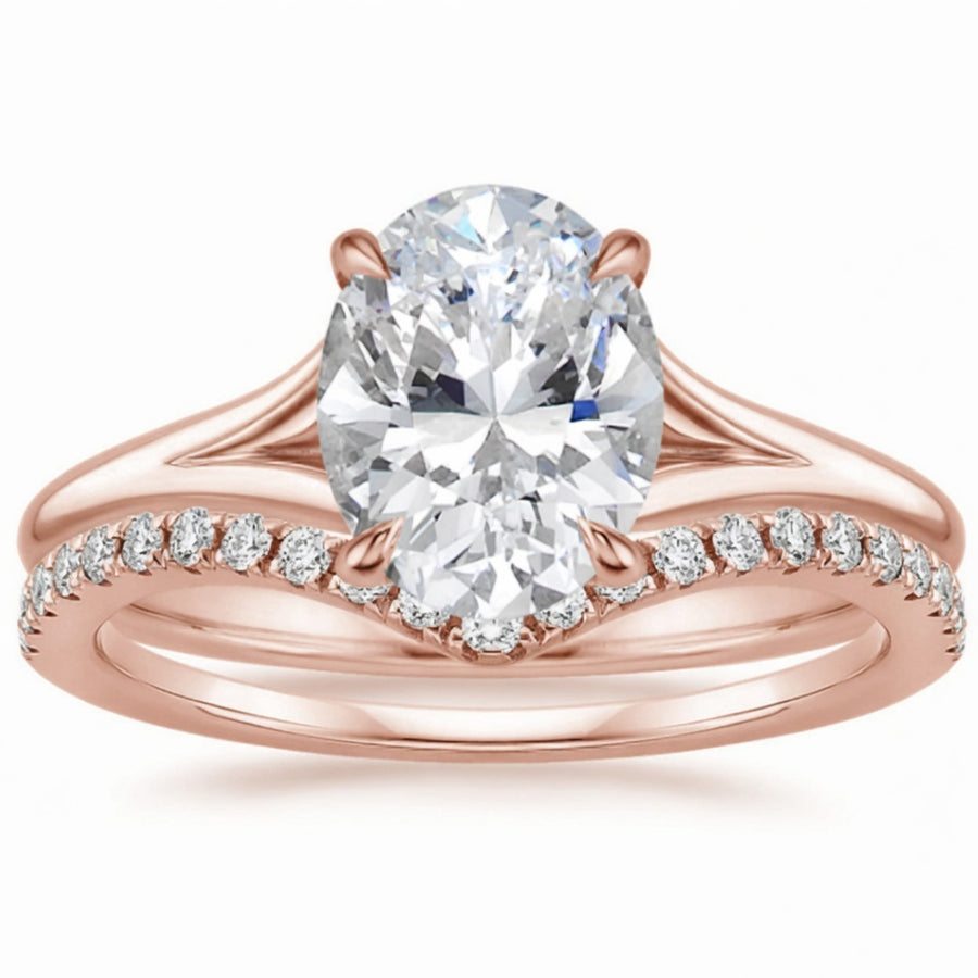 2.25 CT Reverie Lab-Grown Diamond 2PCS Bridal Set in 14K Yellow Gold – Flair Pavé Contemporary Wedding Ring Design