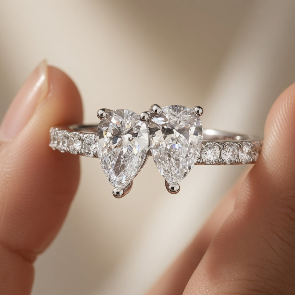 1.25 CT Two-Stone Lab-Grown Diamond Fashion Ring in 14K White Gold (D–F / VS1–VS2)