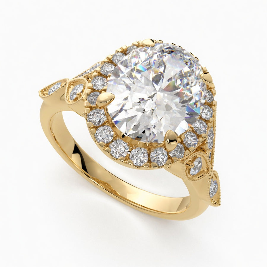 Ada 2.35 Carat Oval Cut Halo Pave Engagement Ring