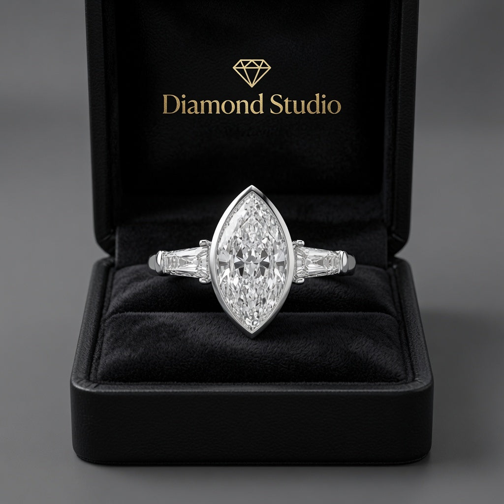 Emilia 2.5 Carat Marquise Cut Trilogy 3 Stone Engagement Ring