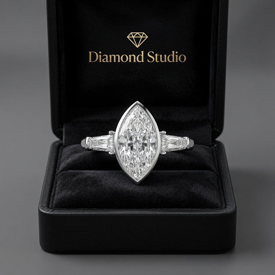 Emilia 2.5 Carat Marquise Cut Trilogy 3 Stone Engagement Ring