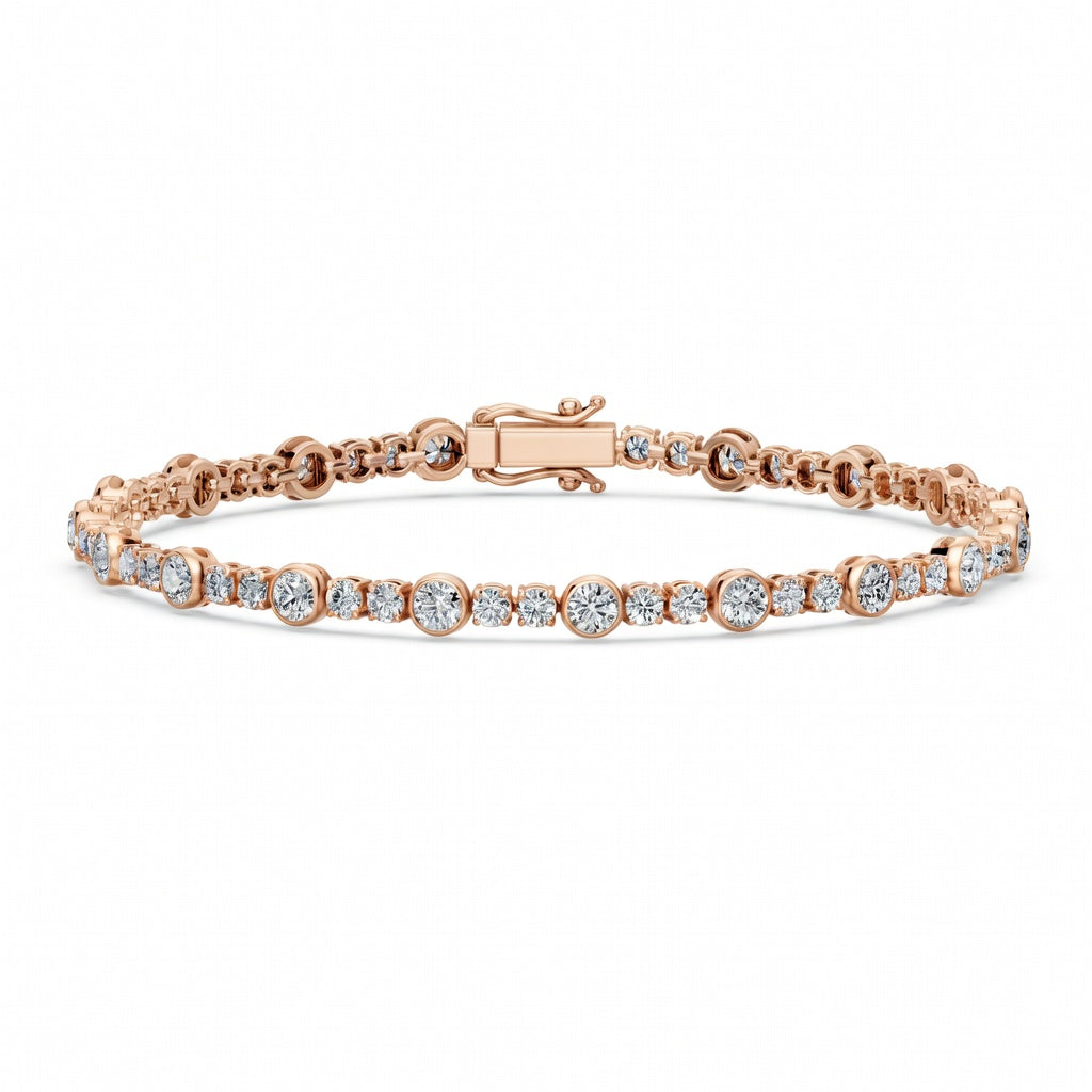 5.02 Carat Round Cut Diamond Tennis Bracelet VS1 D F White Gold 14k
